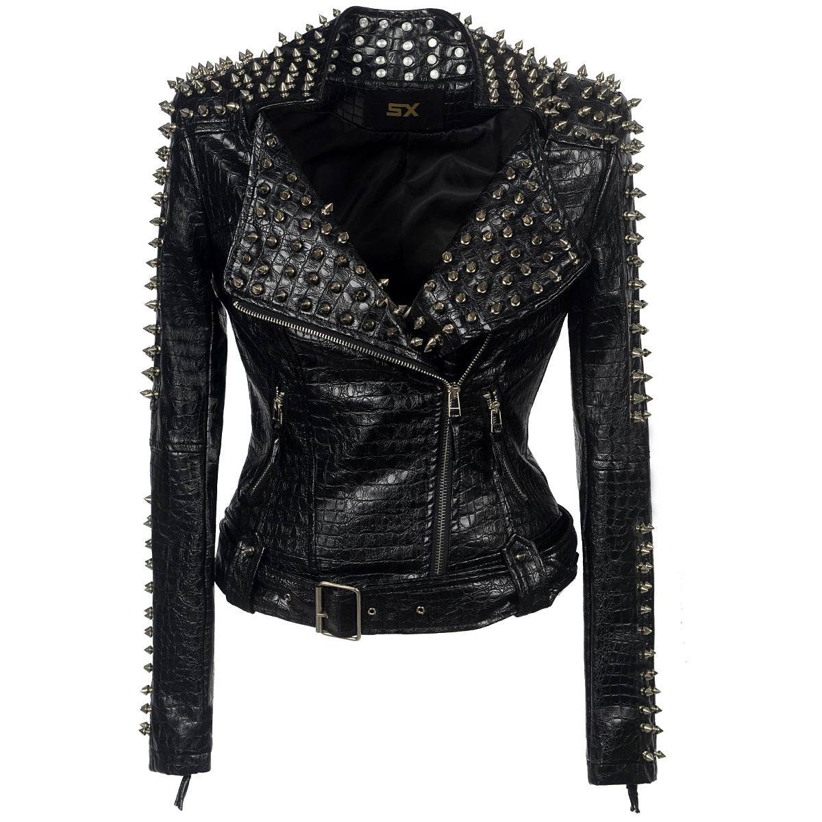 European And American Plus Size Rivet Short Stitching En Cuir de Moto