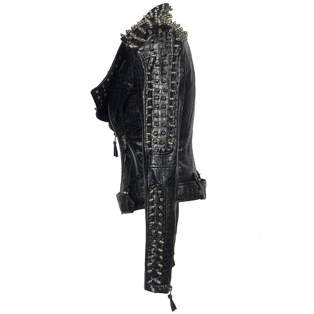 European And American Plus Size Rivet Short Stitching En Cuir de Moto
