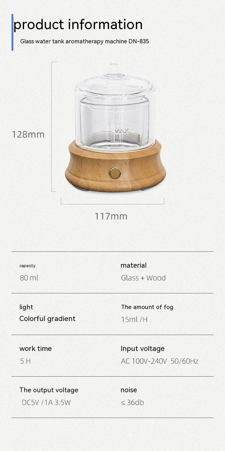 Réservoir d'eau de verre Diffuseur d'arôme