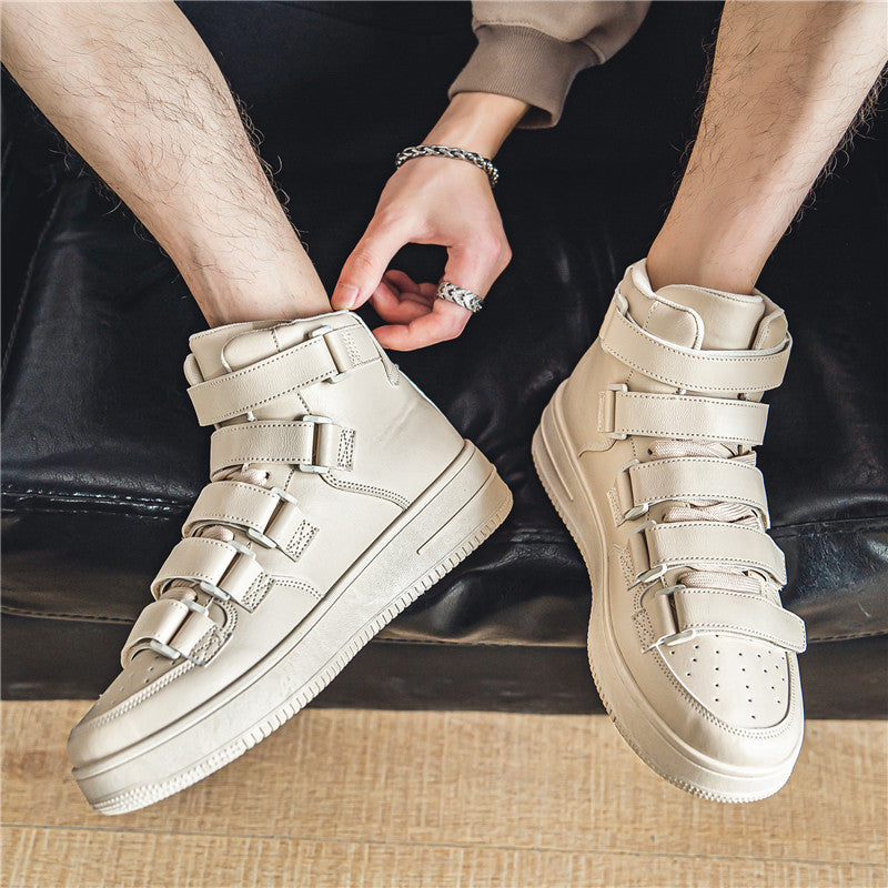 Printemps Hommes Haut-top Conseil Chaussures Trendy Jeunes Chaussures Étudiantes Blanc Velcro Sports Casual