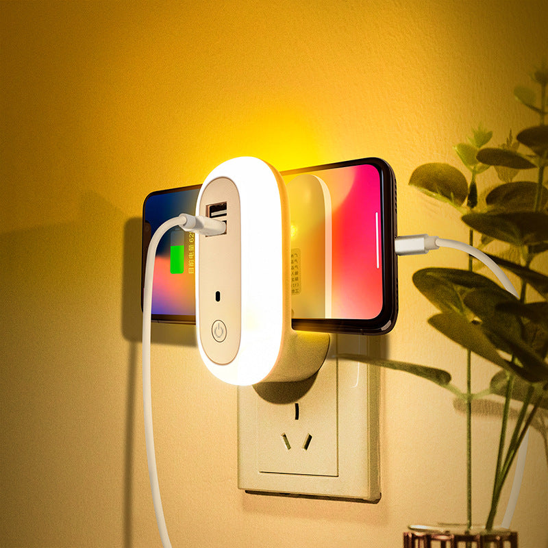 Lampe de nuit Ovale avec double port de recharge à distance de contrôle USB