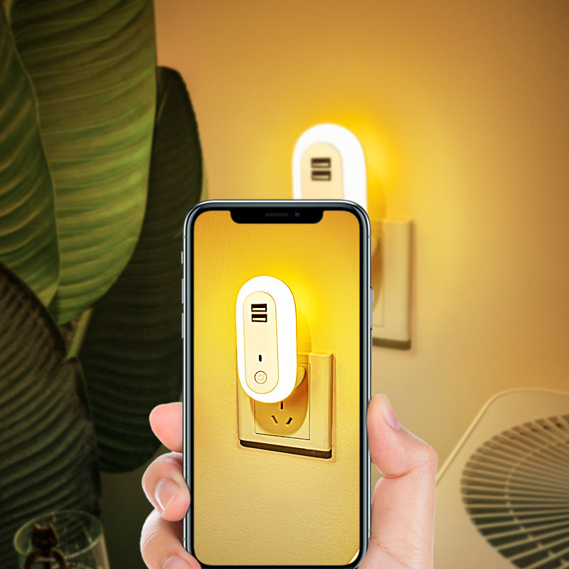 Lampe de nuit Ovale avec double port de recharge à distance de contrôle USB