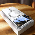 Coque de téléphone Magnetic Transparent Plating Grande fenêtre Silicone Protection Couverture