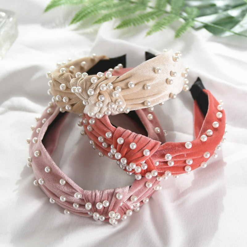 Perle de ongles Velvet noeud cheveux Hoop