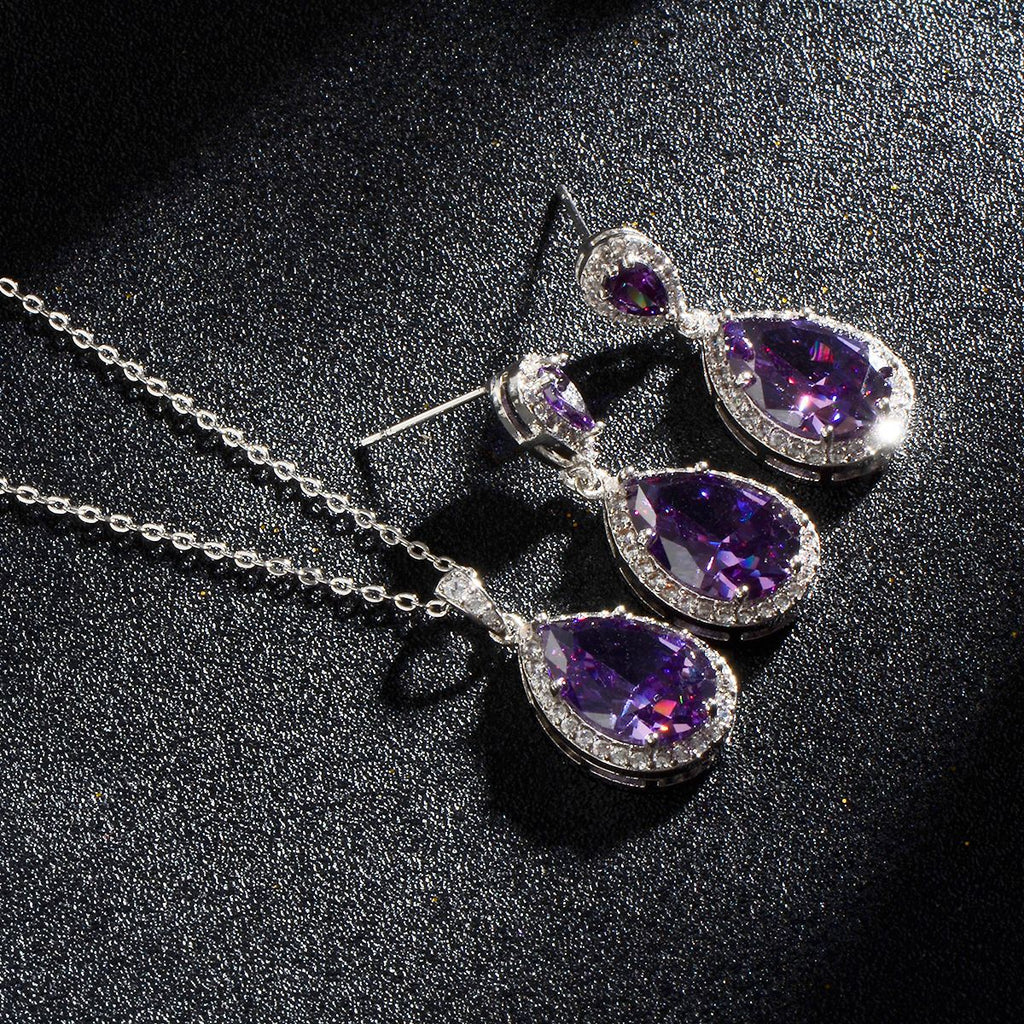 Bright Big Zircon gouttes d'eau Collier Eardrops costume mariée bijoux de mariage simple grâce