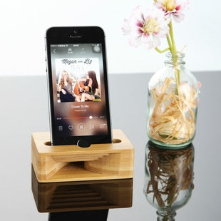 Amplifieur de son de téléphone mobile Support de bureau en bois Lazy