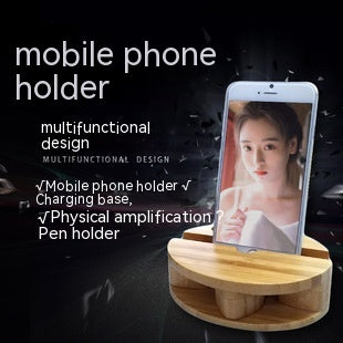 Amplifieur de son de téléphone mobile Support de bureau en bois Lazy