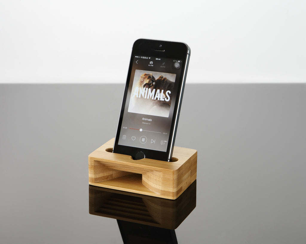 Amplifieur de son de téléphone mobile Support de bureau en bois Lazy