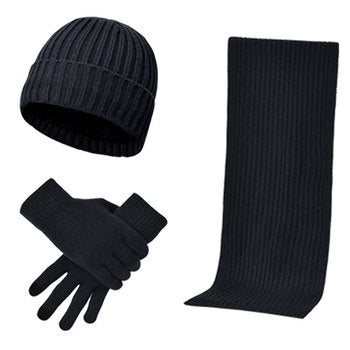 Gants de chapeau d'écharpe de couleur solide d'hiver en tricots