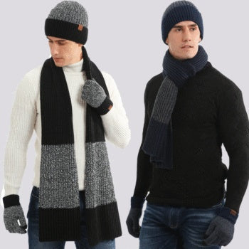 Gants de chapeau d'écharpe de couleur solide d'hiver en tricots