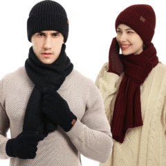 Gants de chapeau d'écharpe de couleur solide d'hiver en tricots