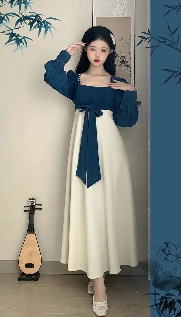 Style national Style chinois Printemps et automne Rétro français Élégant Slim Square Collar Hig