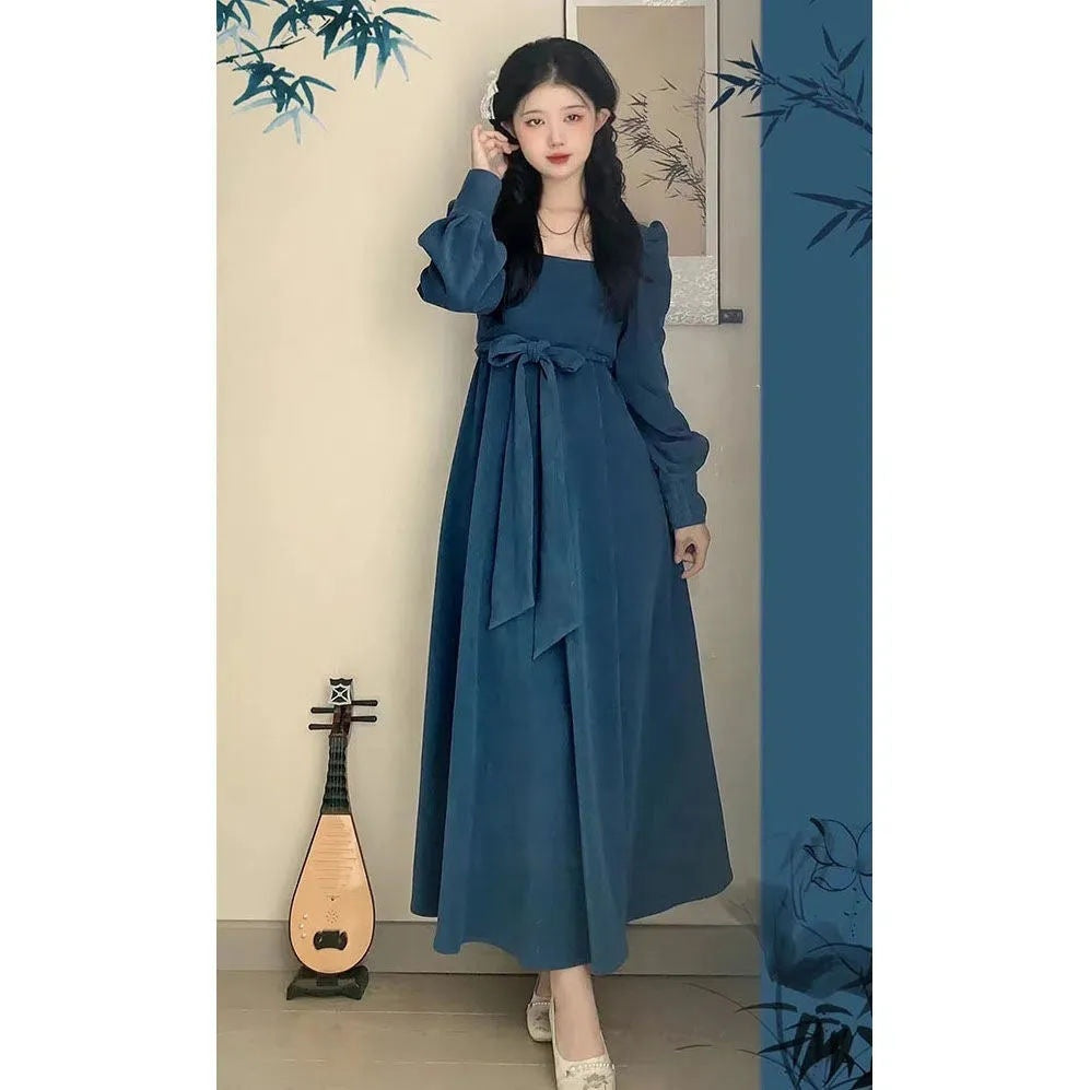 Style national Style chinois Printemps et automne Rétro français Élégant Slim Square Collar Hig