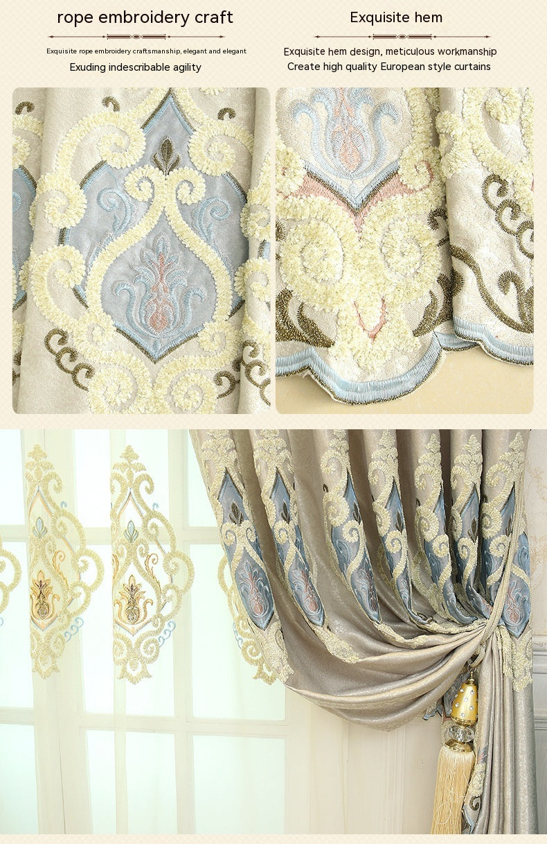 Crown European Brodery Cloth Mesh Rideaux Salon Chambre simple