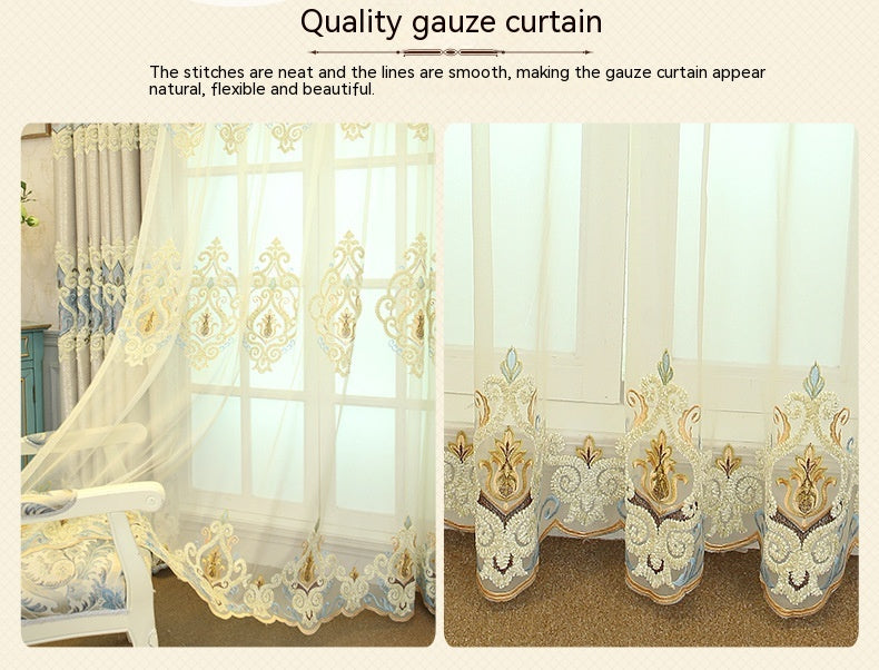Crown European Brodery Cloth Mesh Rideaux Salon Chambre simple