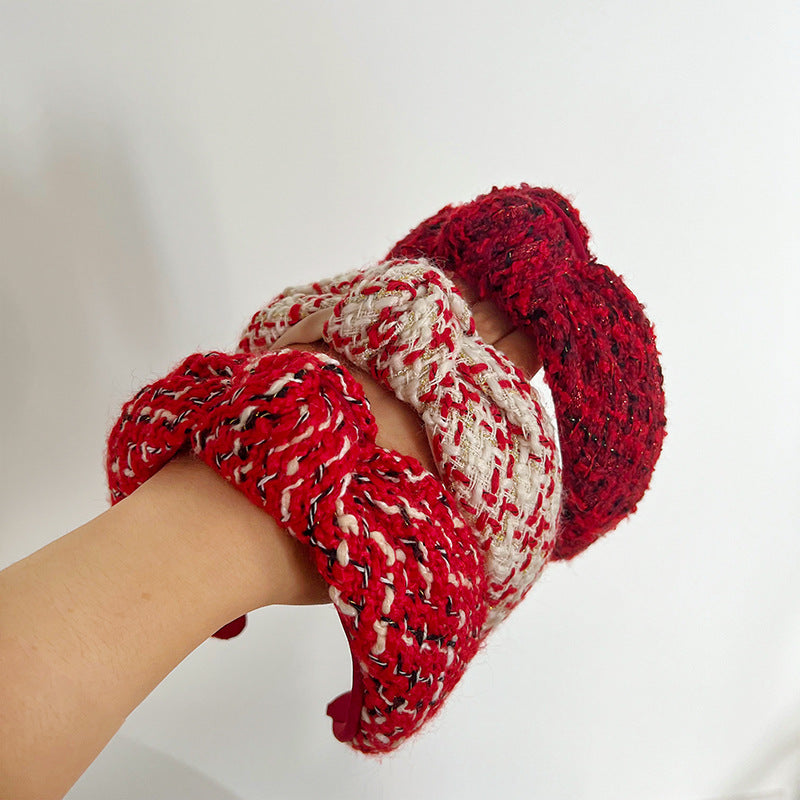 Série rouge de Noël large brim cheveux pression noeud dans le bandeau moyen