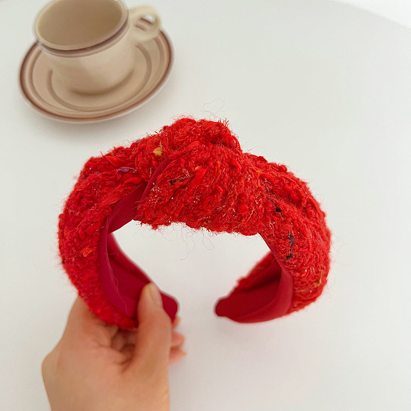Série rouge de Noël large brim cheveux pression noeud dans le bandeau moyen