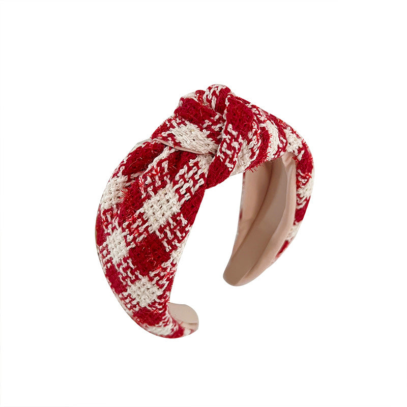 Série rouge de Noël large brim cheveux pression noeud dans le bandeau moyen