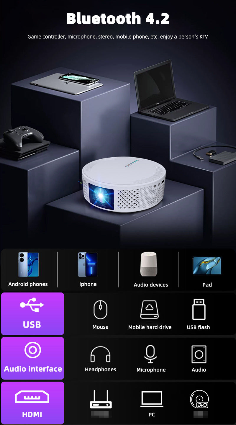 Projecteur Home Office Téléphone mobile sans fil HD Projecteur Portable Overhead Projecteur Home