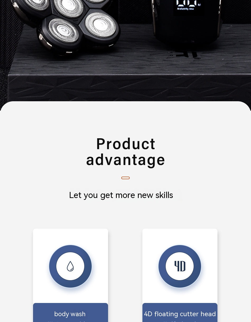 Shaver électrique d'affichage numérique de six en un pour hommes
