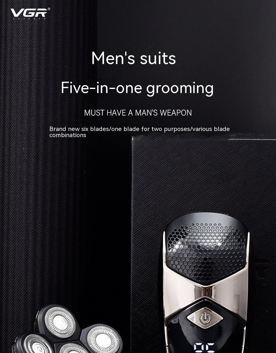 Shaver électrique d'affichage numérique de six en un pour hommes