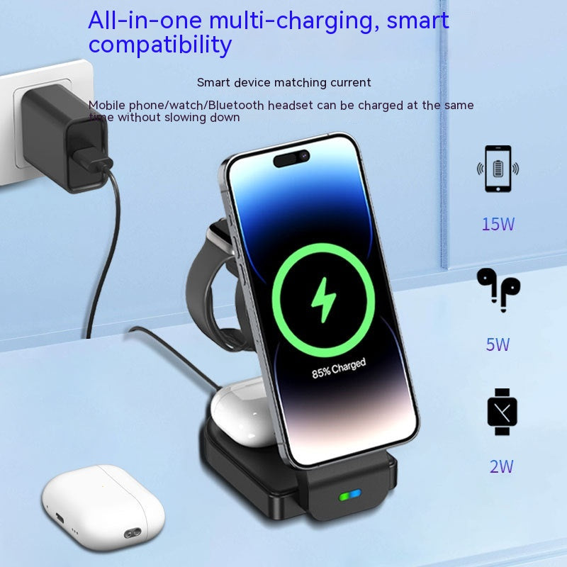 Chargeur magnétique sans fil pliable à trois en un