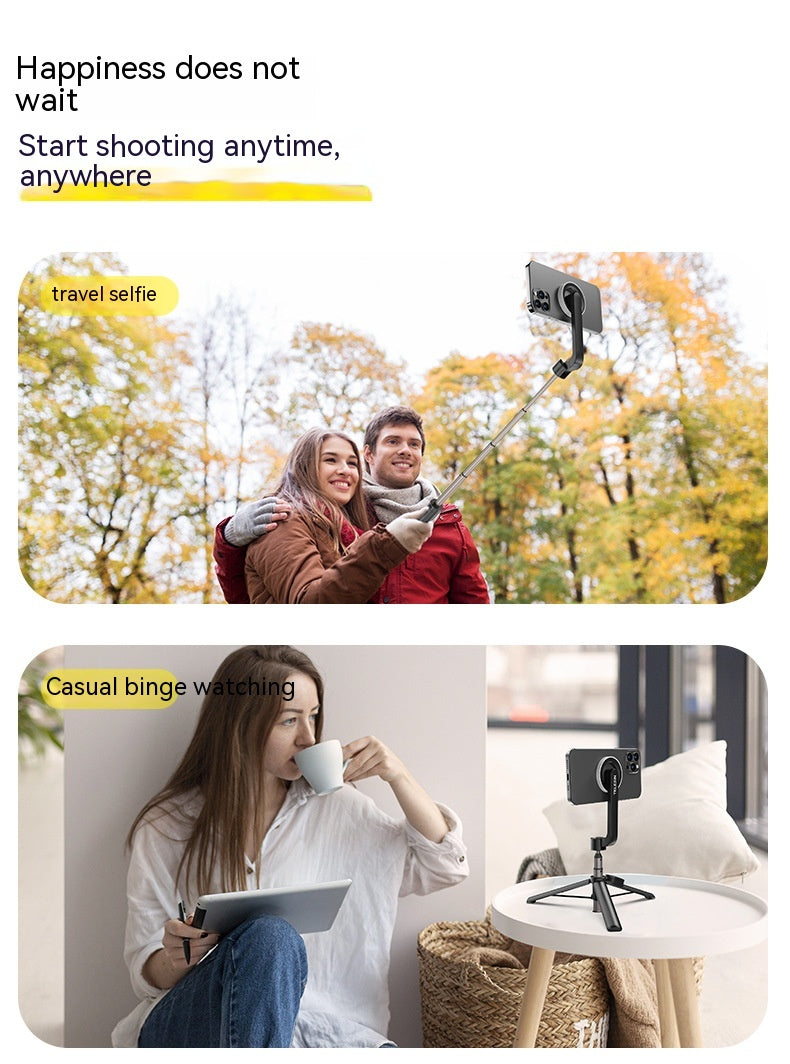 Magnetic Mobile Phone Mini Selfie Stick Bluetooth Télécommande Alliage d'aluminium