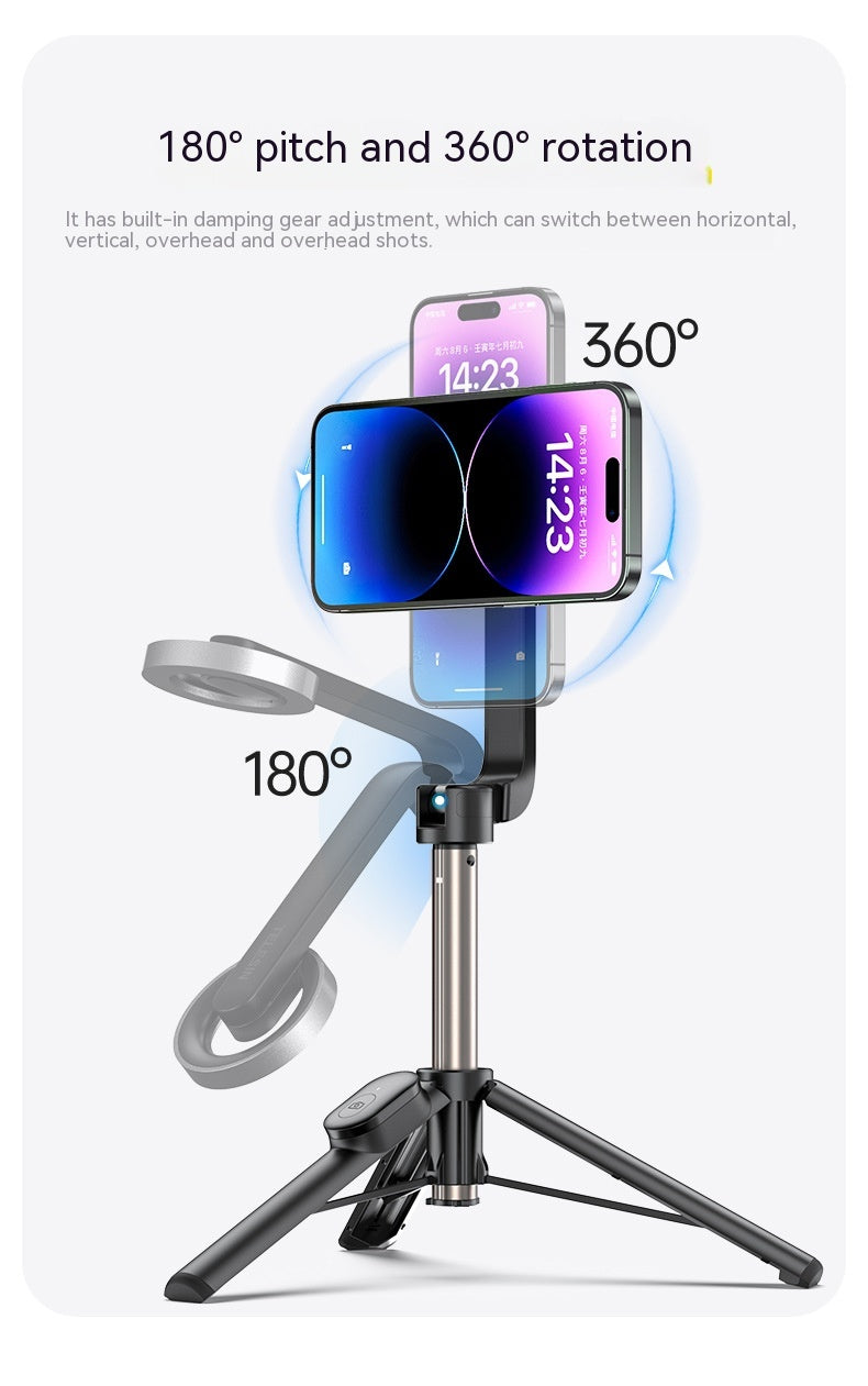Magnetic Mobile Phone Mini Selfie Stick Bluetooth Télécommande Alliage d'aluminium
