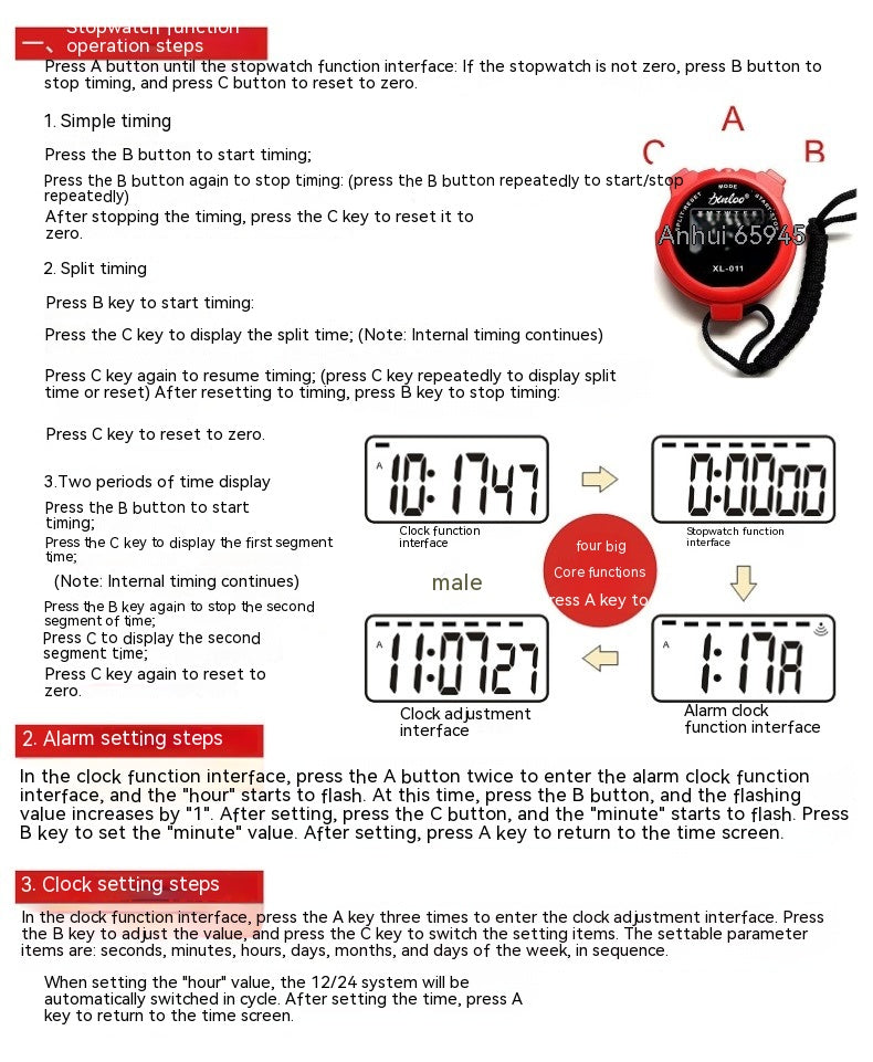 Entraînement en cours d'exécution Affichage numérique Mémoire monocanal Stopwatch