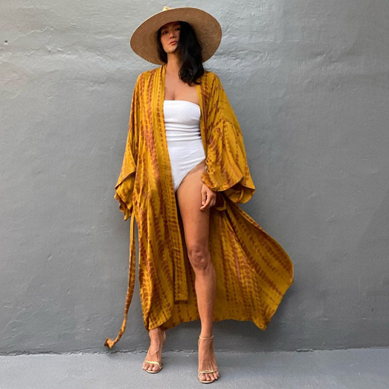 Imprimé Sexy Loose Sun Protection Bikini Blouse