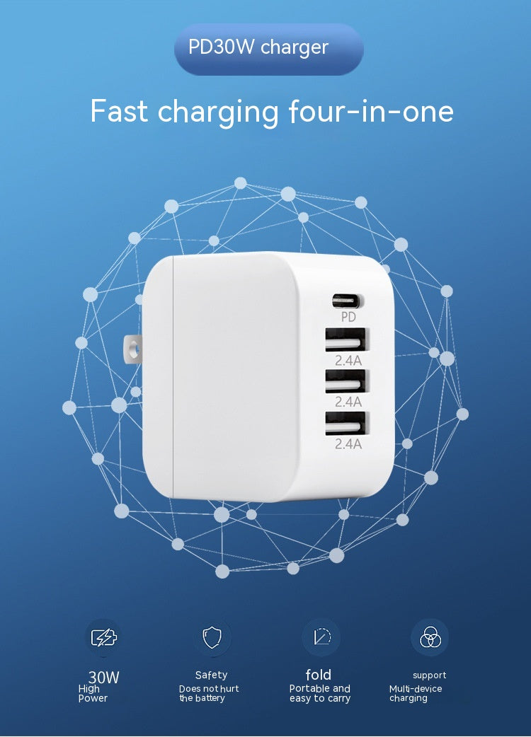 Chargeur de téléphone portable Pd20w Chargeur USB Adaptateur multiports Pse Chargeur 30W