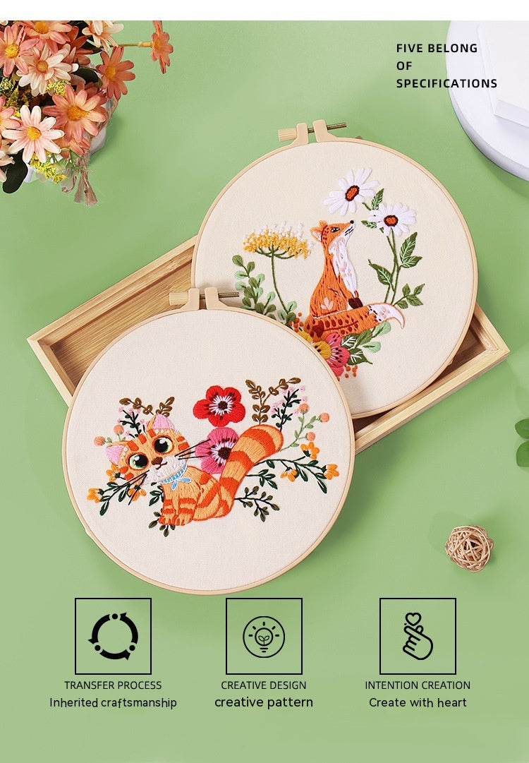Broderie à la main Matériau de l'emballage écureuil Chouette Fox Elk de chat