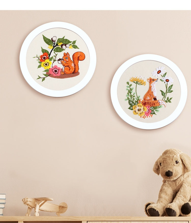 Broderie à la main Matériau de l'emballage écureuil Chouette Fox Elk de chat