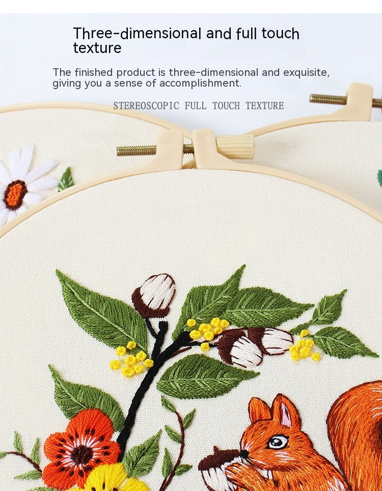 Broderie à la main Matériau de l'emballage écureuil Chouette Fox Elk de chat