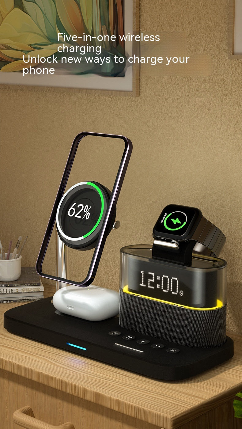 Chargeur magnétique de petite lampe de nuit sans fil avec réveil Trois en un