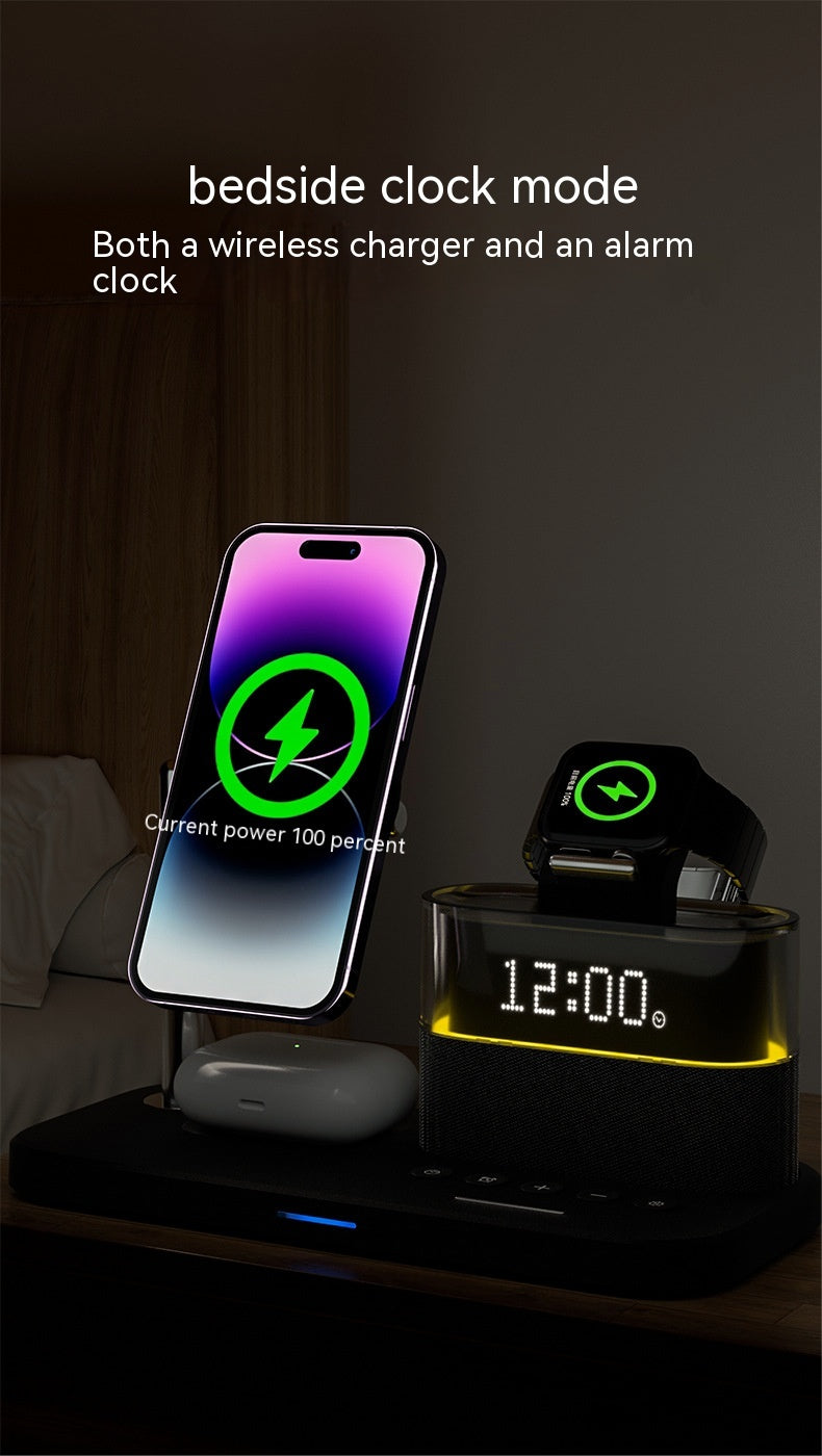 Chargeur magnétique de petite lampe de nuit sans fil avec réveil Trois en un
