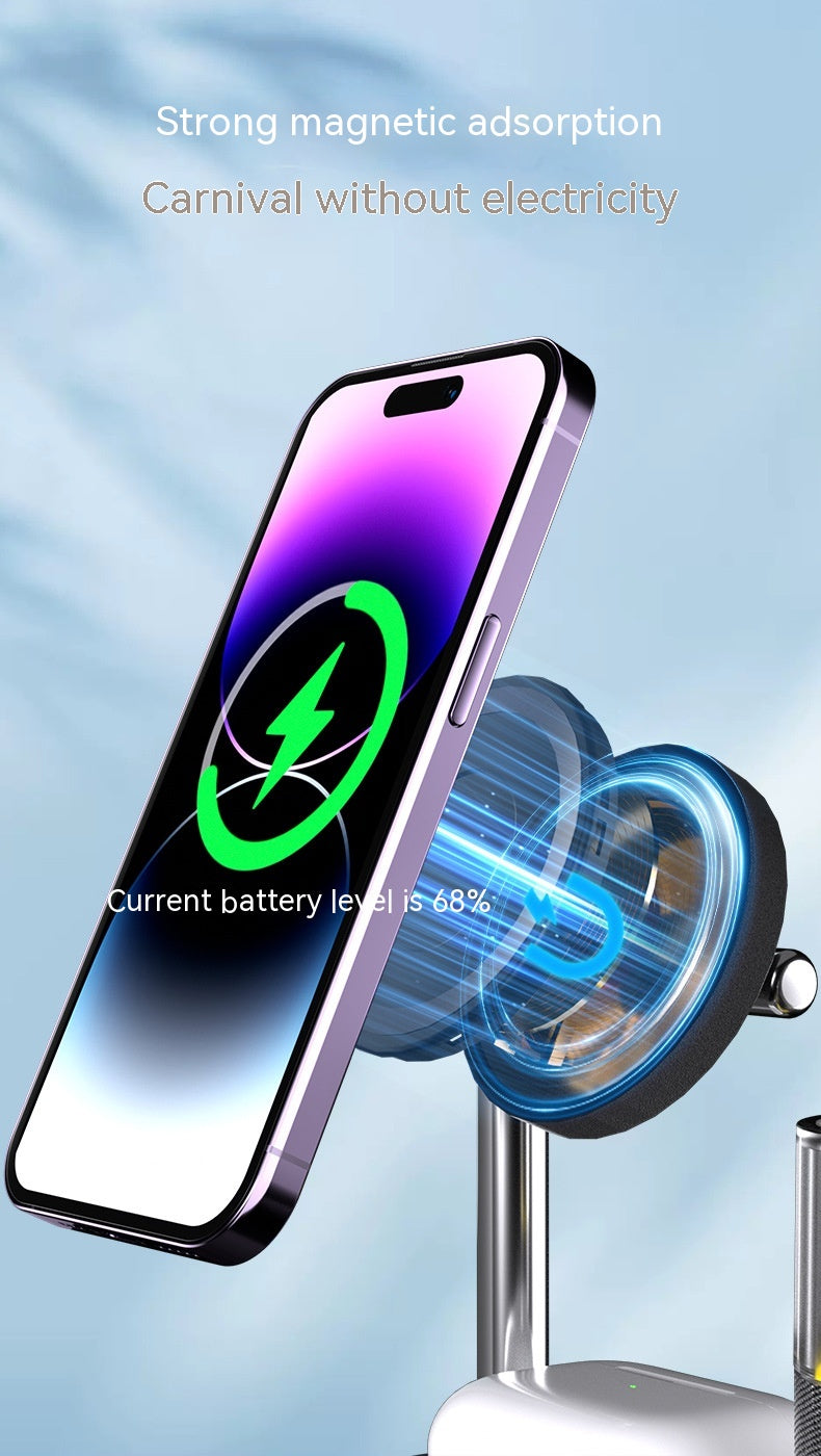 Chargeur magnétique de petite lampe de nuit sans fil avec réveil Trois en un