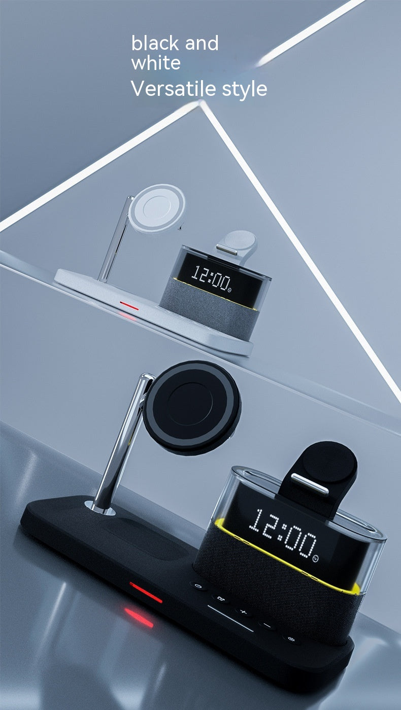 Chargeur magnétique de petite lampe de nuit sans fil avec réveil Trois en un