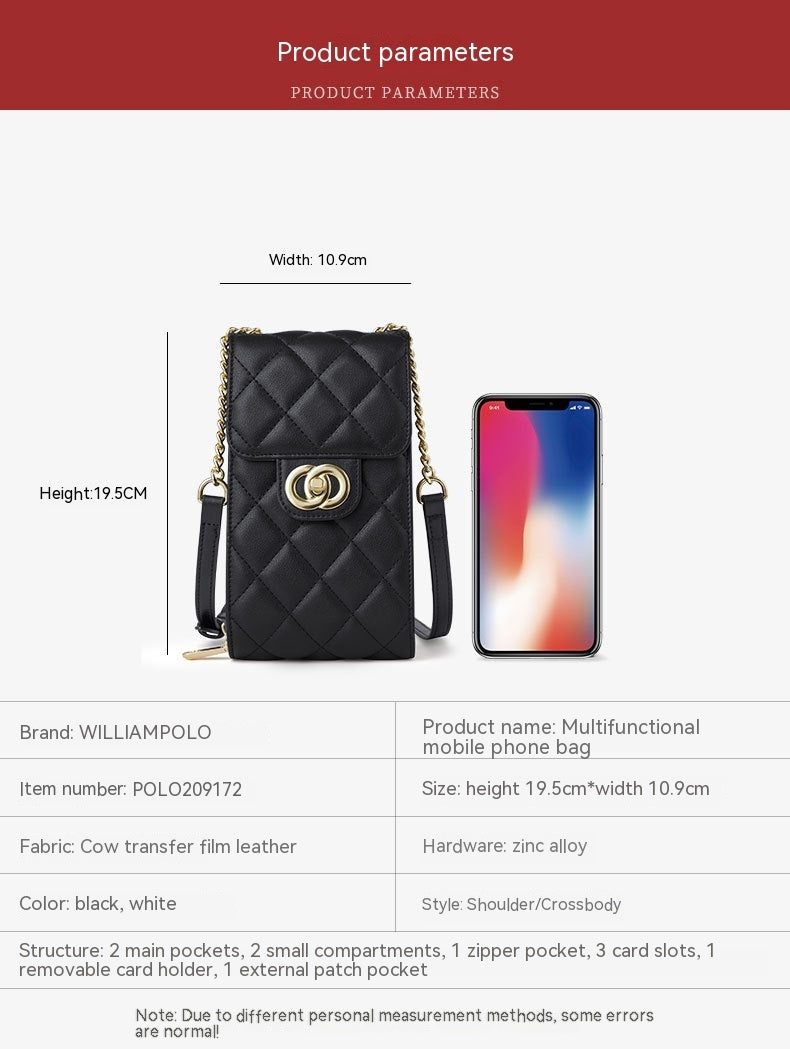 Mini en cuir pour femmes Sac de téléphone portable classique Sac Messenger