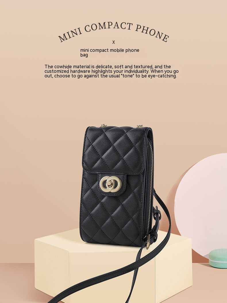 Mini en cuir pour femmes Sac de téléphone portable classique Sac Messenger