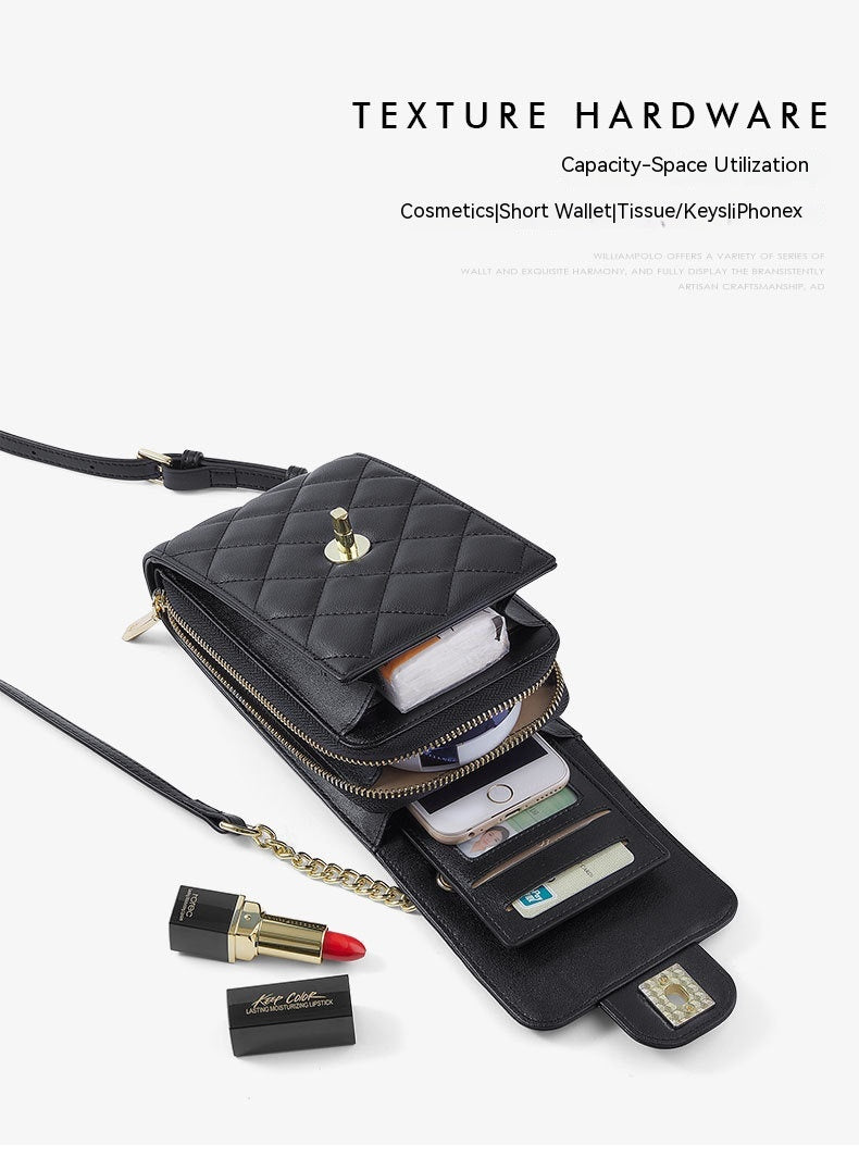 Mini en cuir pour femmes Sac de téléphone portable classique Sac Messenger