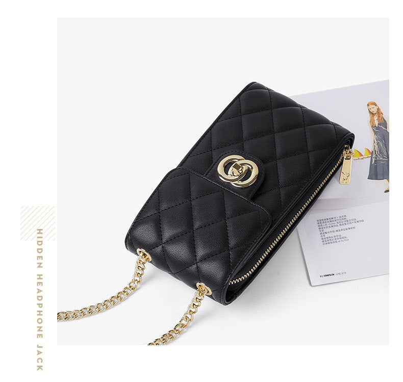 Mini en cuir pour femmes Sac de téléphone portable classique Sac Messenger