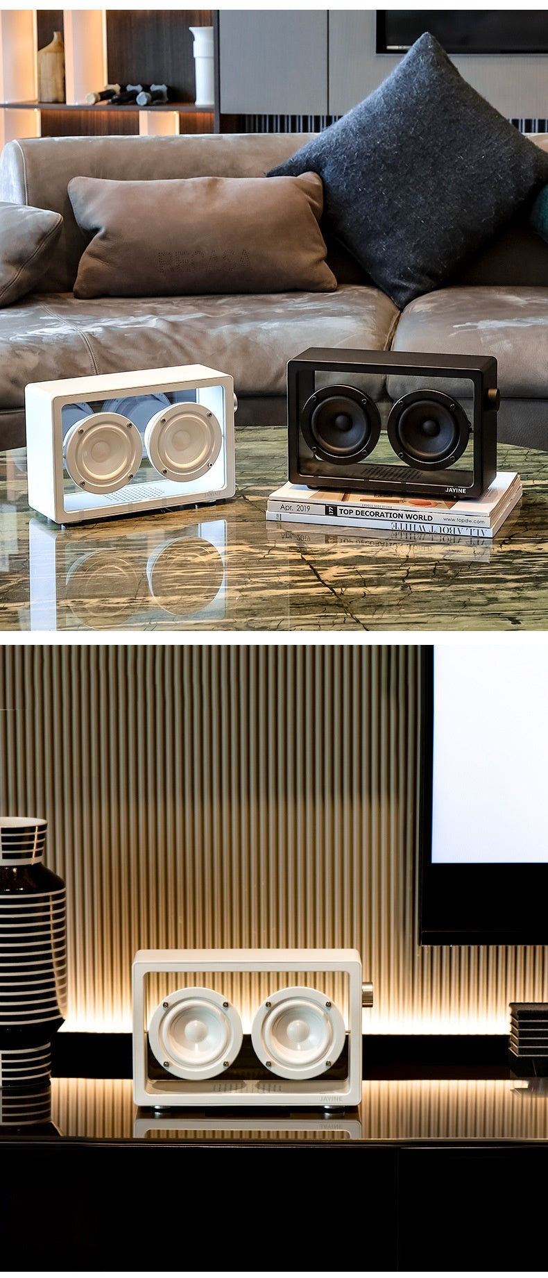 Haut-parleur Bluetooth haute fidélité audio transparent rétro