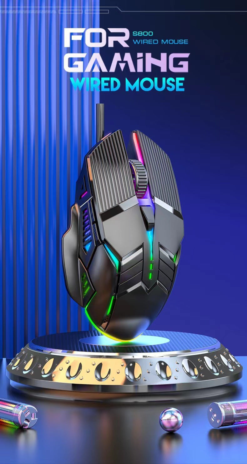 Souris filaire 6D coloré éblouissant E-sports Jeux Bureau Mute Souris lumineuse