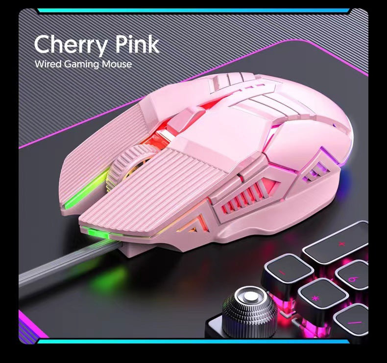 Souris filaire 6D coloré éblouissant E-sports Jeux Bureau Mute Souris lumineuse