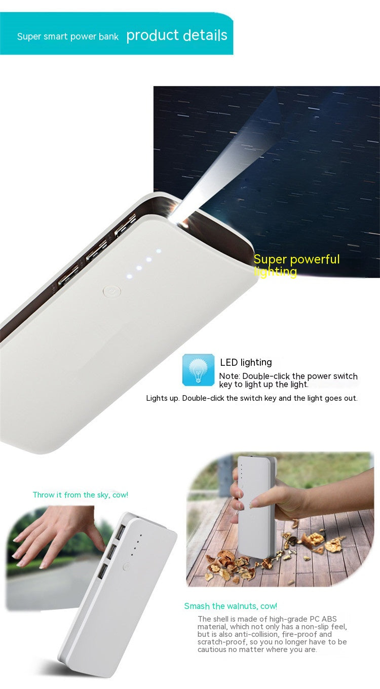 Cadeau Large Capacité Téléphone Mobile Universal Mobile Power Avec Light USB Power Bank