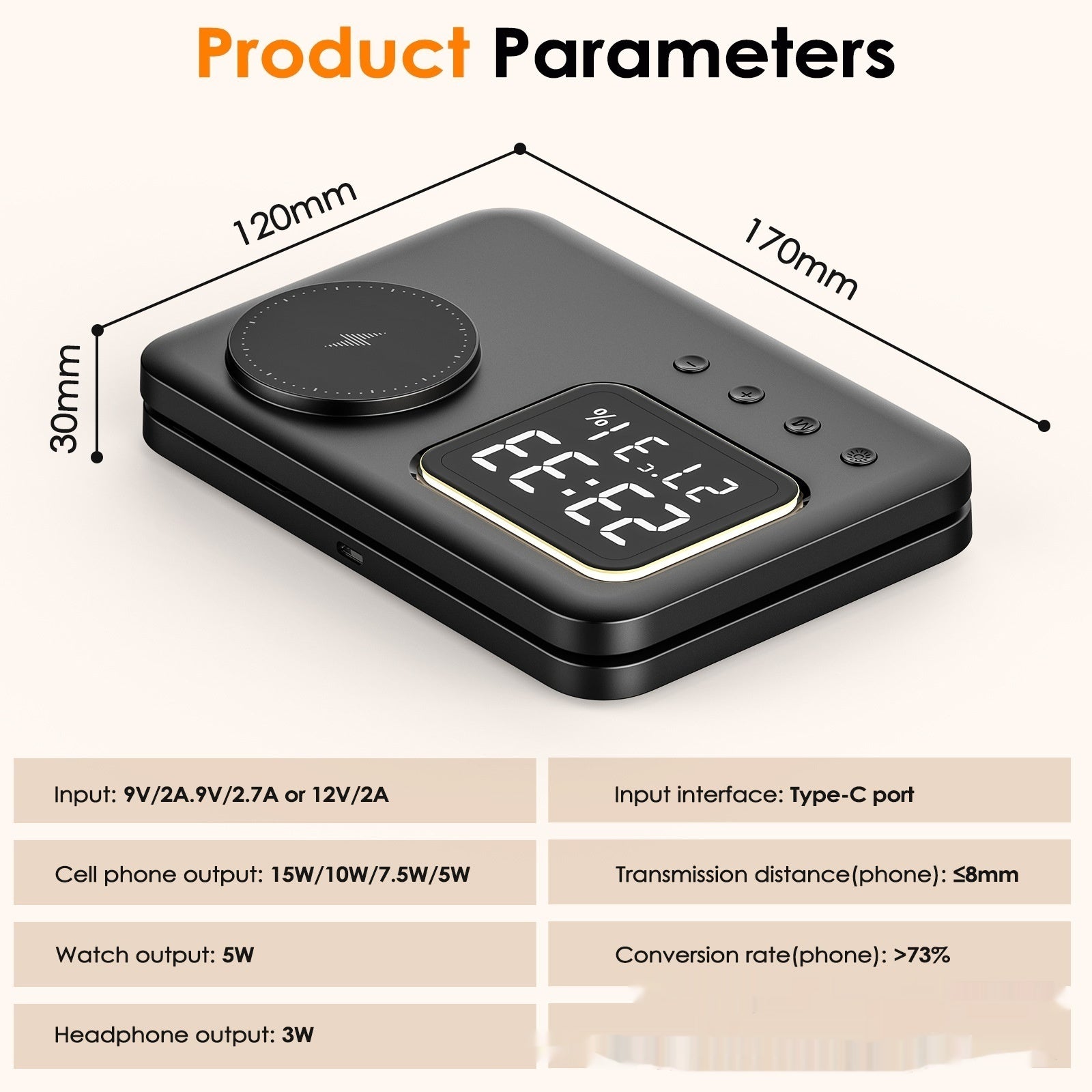 Chargeur magnétique de la montre de téléphone mobile pour la température de la broche multifonction