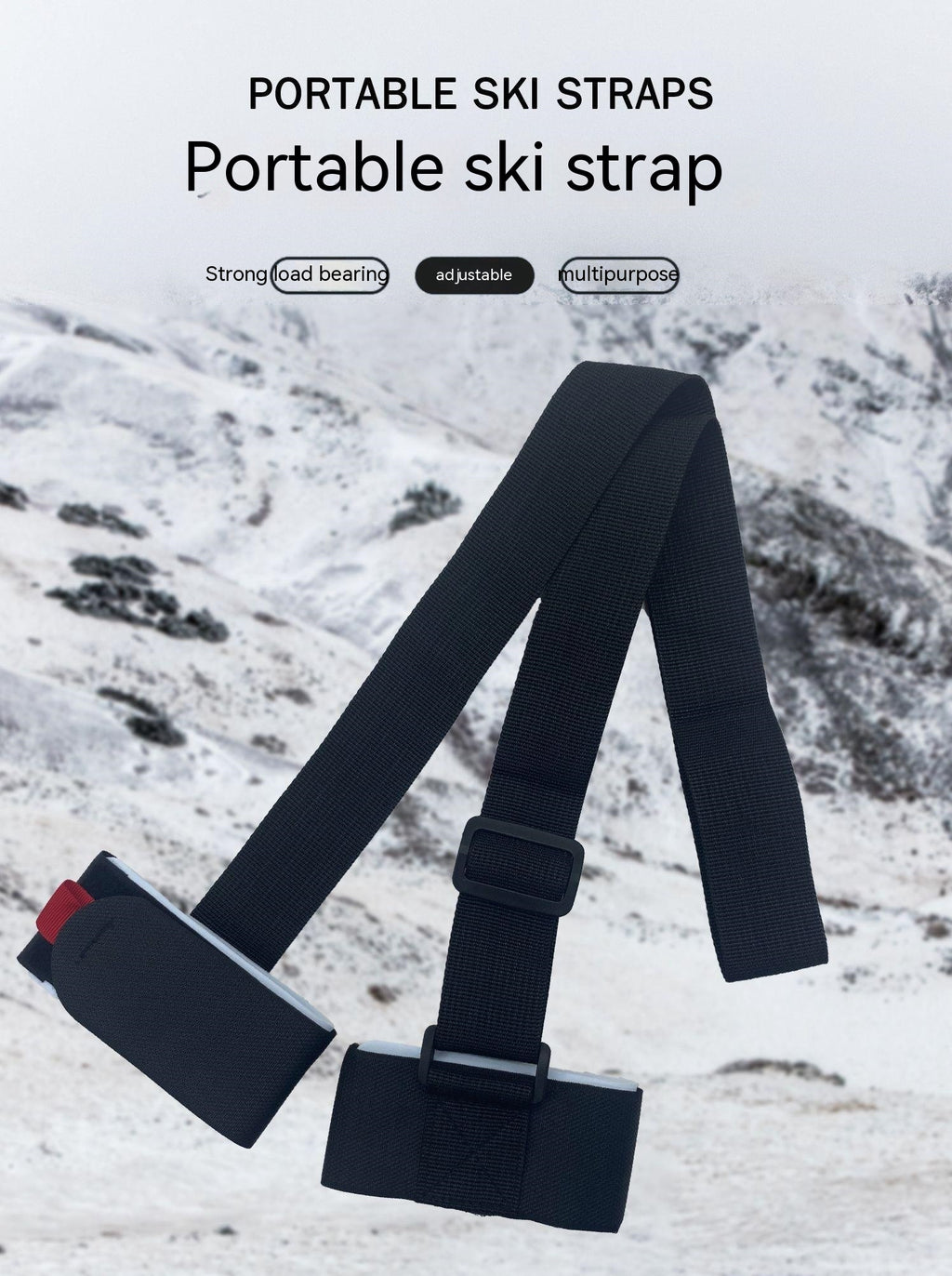 Bande de ski à couture fixe Bracelet à épaule réglable en double planche portable