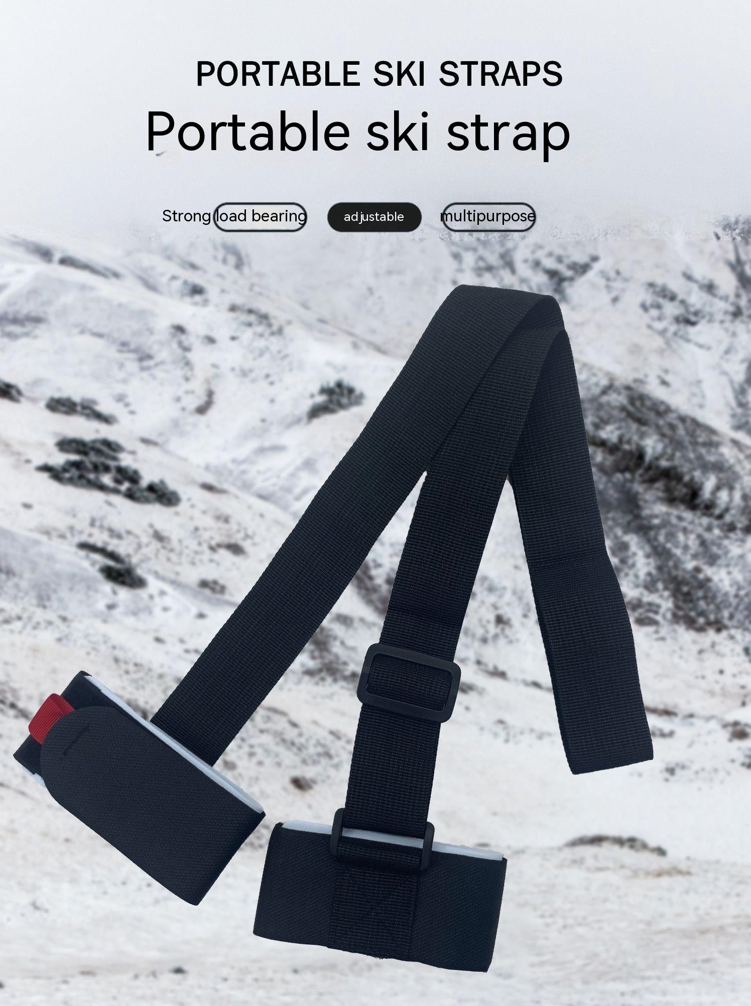 Bande de ski à couture fixe Bracelet à épaule réglable en double planche portable