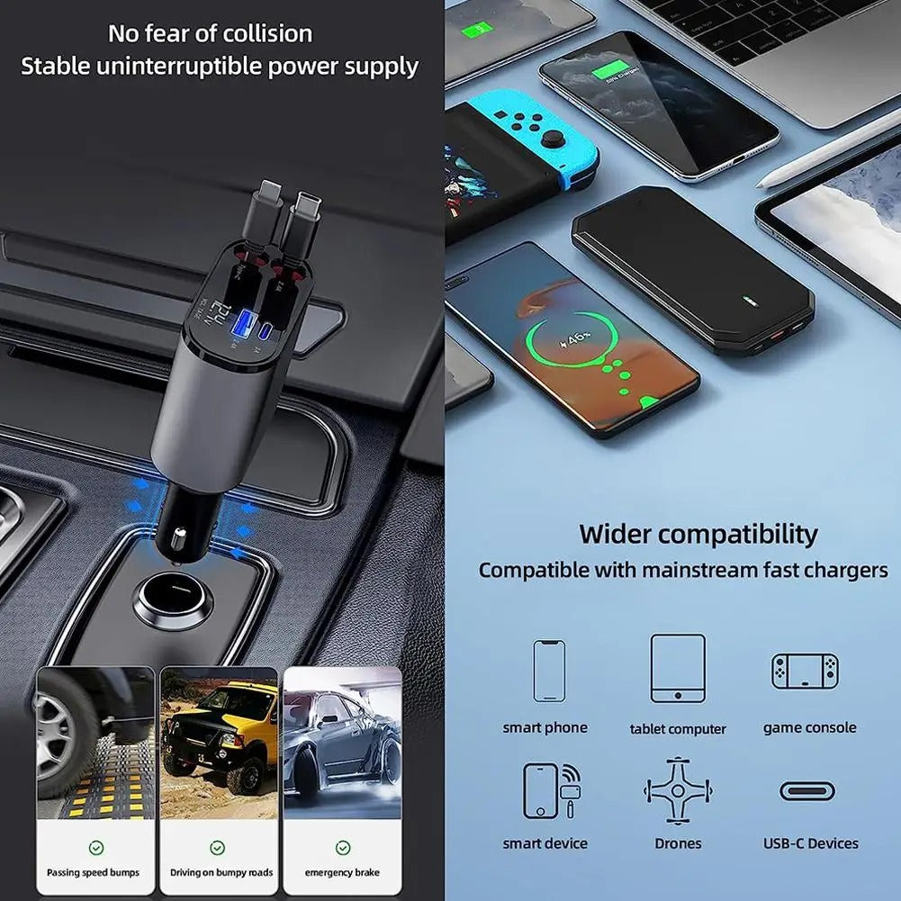 Affichage numérique Chargeur Adaptateur USB Cigarette Lighter One to Four